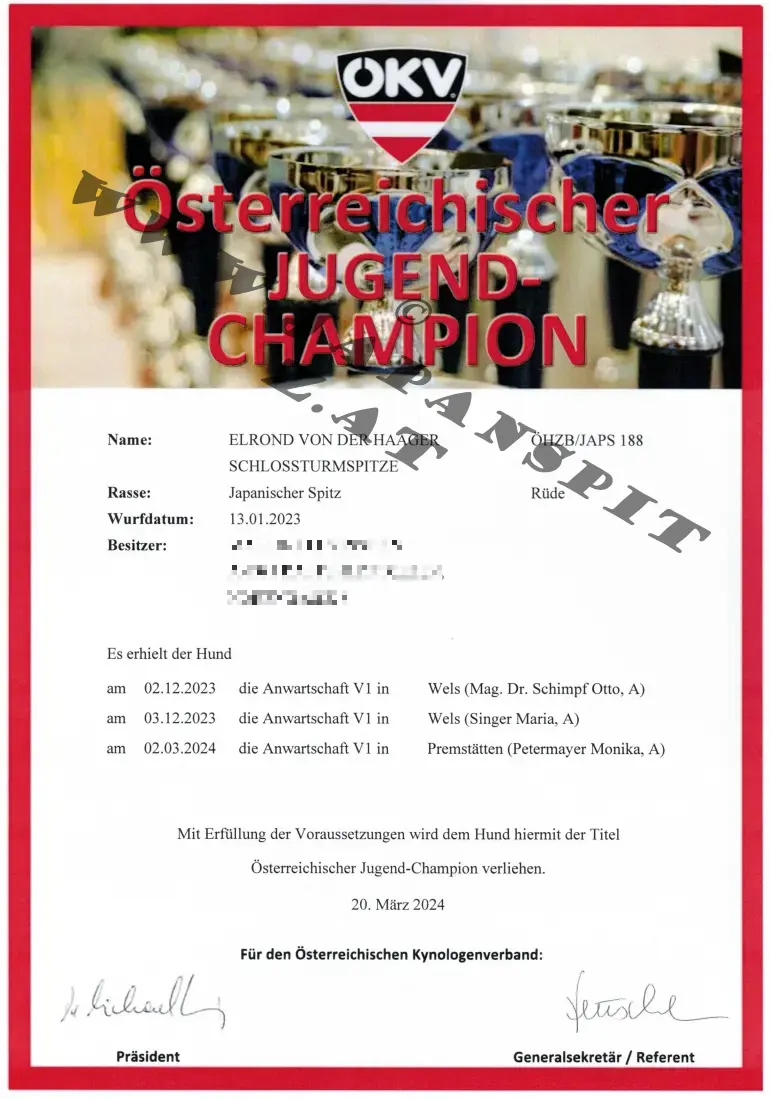 Österreichischer JUGENDCHAMPION, März 2024